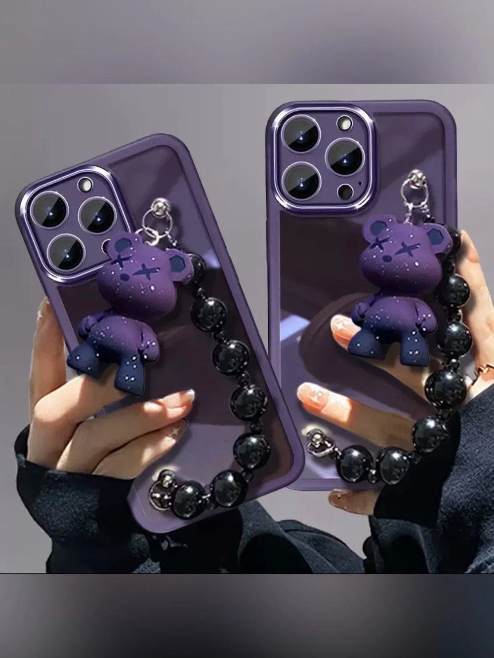 Purple Bear Charm iPhone 14 Pro Max Case